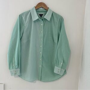 Talbots Mint Green Striped Button-Front Blouse